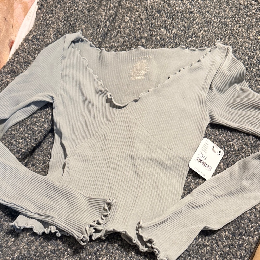 Free people intimately Women's Gray Ribbed Long Sleeve Top size xs/s
